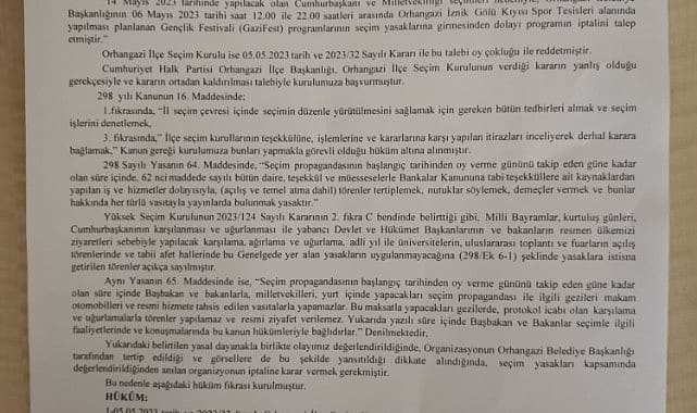 Bursa İl Seçim Kurulu, seçim yasaklarının ihlal edilmesine izin vermedi