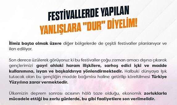 25 kuruluştan oluşan Balıkesir Sivil Toplum Platformu bildiri yayımladı: Festivaller yasaklansın