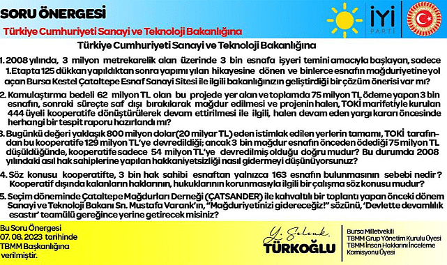 TÜRKOĞLU’NDAN BAKAN’A “ÇATALTEPE ÇAKALTEPE Mİ OLDU?” SORUSU!