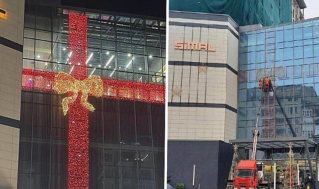 AVM’deki yılbaşı süslemesi tepkilere neden oldu !