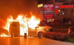 Bursa’da başkan adayının vip aracı alev aldı!
