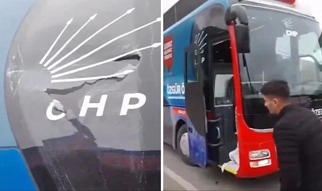 Trabzon’da CHP otobüsüne saldırı !