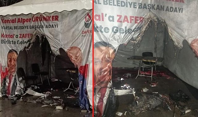 Zafer Partisi’nin seçim çadırı yakıldı!