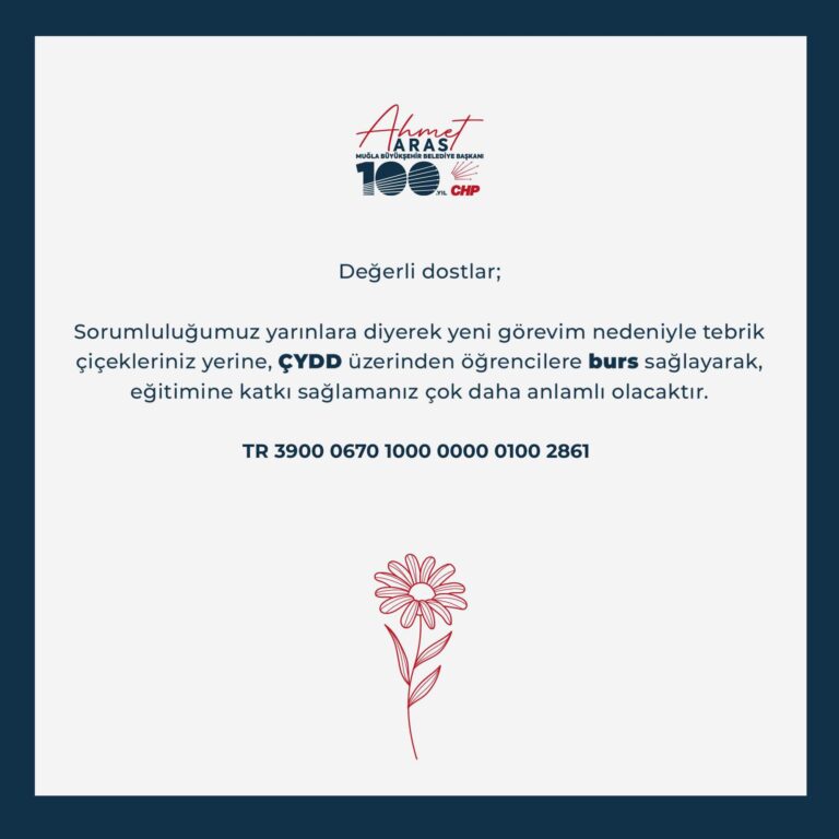 Başkan Aras, tebrik çiçeği yerine eğitime destek istedi