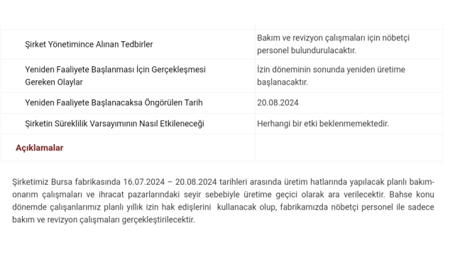 Otomobil devi üretime ara verdiğini duyurdu