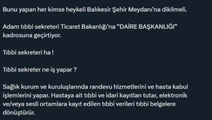 Tıbbi Sekreterken Ticaret Bakanlığı’na Daire Başkanı olarak atandı..!