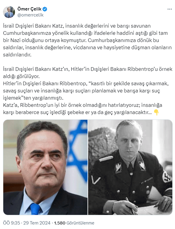 AK Parti'den İsrailli Bakana sert sözler!