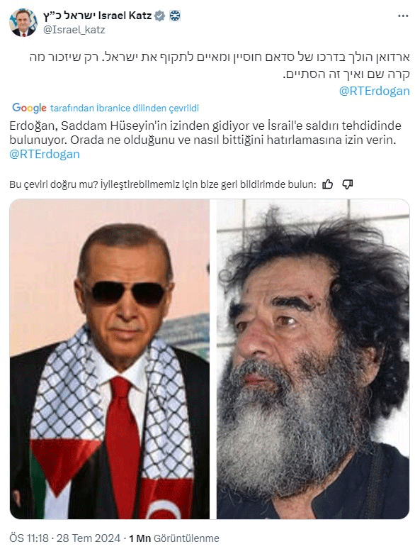 İsrailli Bakan'dan küstah paylaşım!