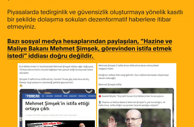 Bakan Şimşek’te iddialara yalanlama