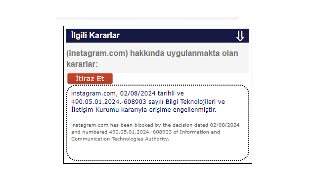 Instagram’a erişim engeli