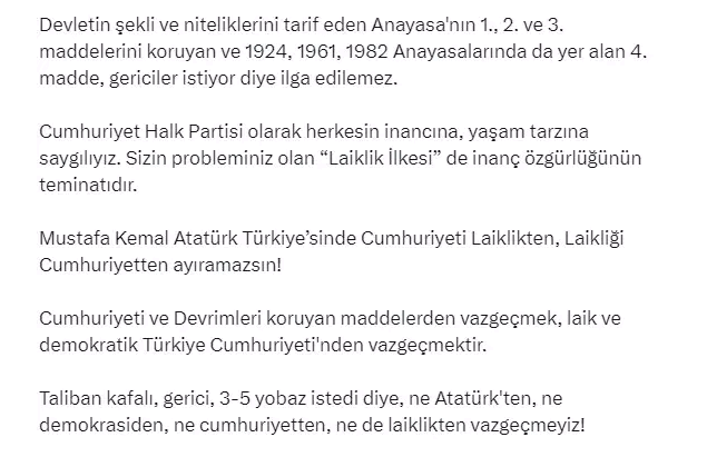 CHP Sözcüsü Yücel’den Yapıcıoğlu’na Anayasa yanıtı