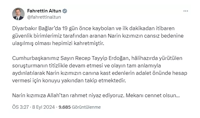 Cumhurbaşkanı Erdoğan’dan Narin talimatı!