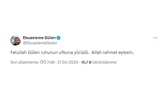 FETÖ terör örgütü elebaşı öldü!