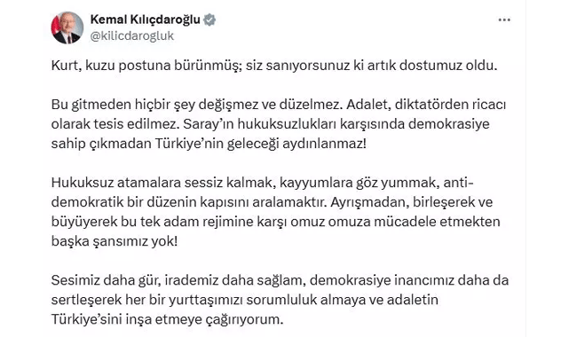 Kayyum atanmasına Kılıçdaroğlu’ndan ilk yorum