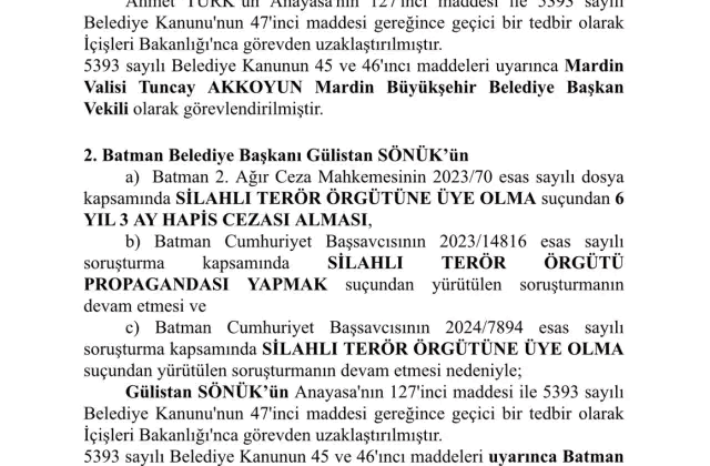 Terörle Bağlantılı 3 Belediye Başkanı Görevinden alındı