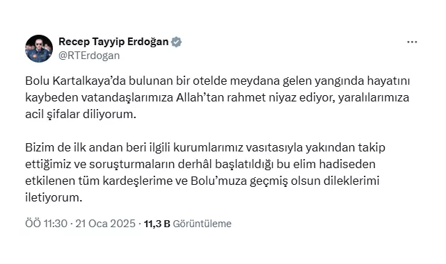 Erdoğan’dan İlk Açıklama Geldi