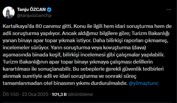 Tanju Özcan’dan Oteli ‘Yıkmayın’ Çağrısı