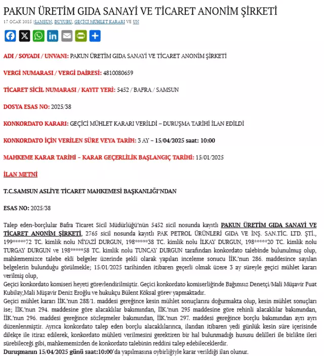 Ünlü Gıda Şirketi İflas Bayrağını Çekti