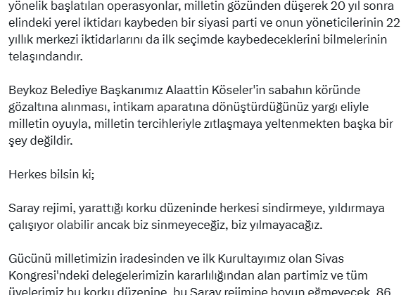 Gözaltı Kararına İlk Tepki Özel’den Geldi!