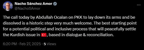 Silah bırakma çağrısına Avrupa’dan tepki