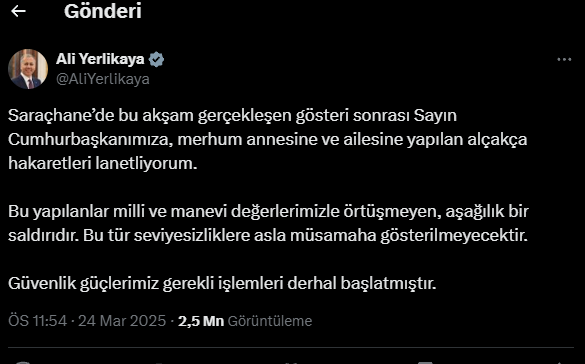Bakan Yerlikaya:Hakaretleri Lanetliyorum!