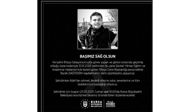 Bursa’da Acı Haber! İtfaiye Eri Şehit Düştü