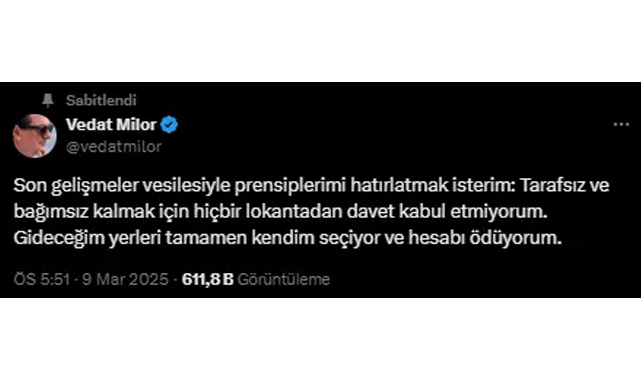 Vedat Milor’dan soruşturmaya ilk yorum!