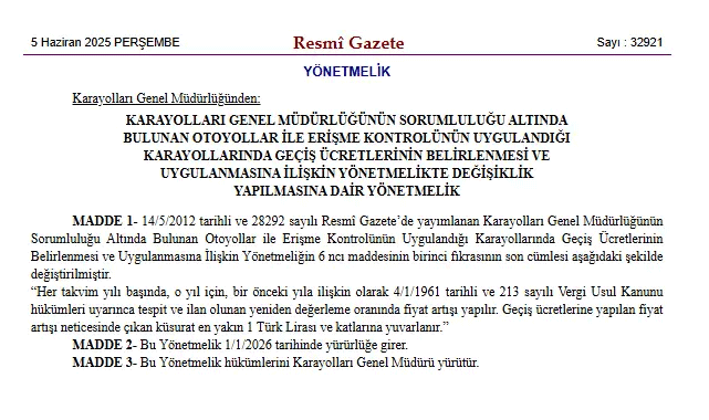 Otoyol Geçiş Ücretlerine Otomatik Zam Dönemi