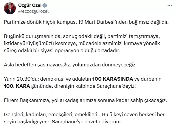 Özel'den CHP kurultay davasına ilk tepki!