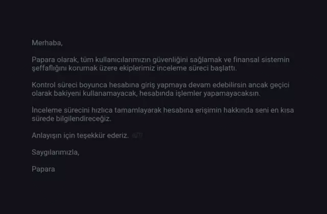 Papara Hesapları Bloke Edildi