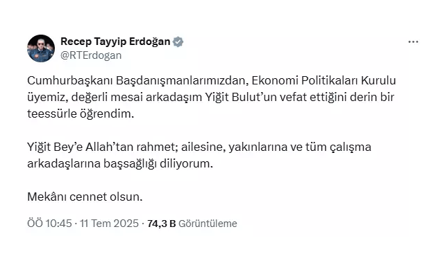 Cumhurbaşkanı Başdanışmanı Hayatını Kaybetti