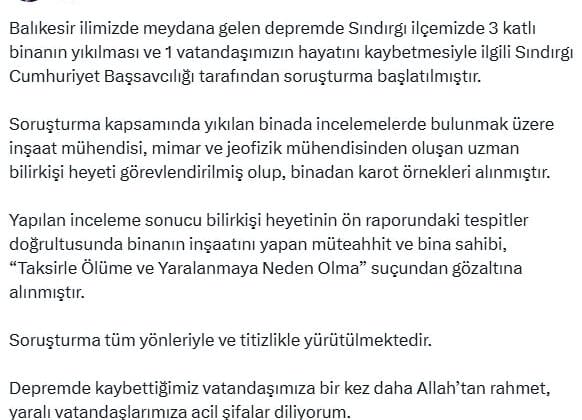 Yıkılan Binayla İlgili Soruşturma Başlatıldı