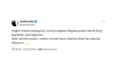 Cumhurbaşkanı Başdanışmanı Kılıç’tan Acı Haber