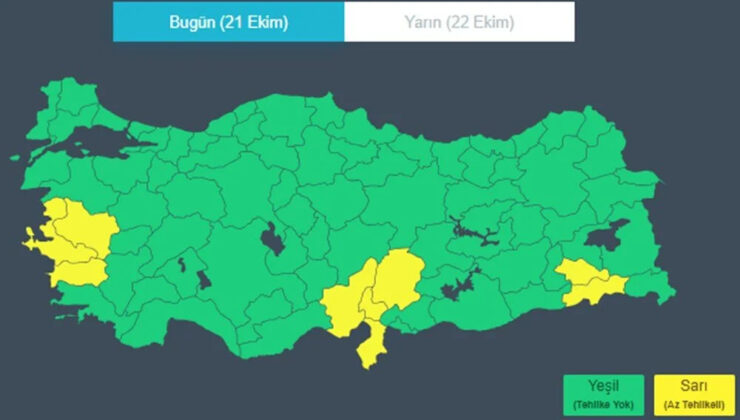 9 Kent İçin “Sarı” Kodlu Uyarı