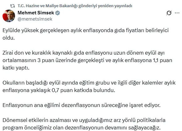 Bakan Şimşek: “Zirai Etkenler Enflasyonu Artırdı”
