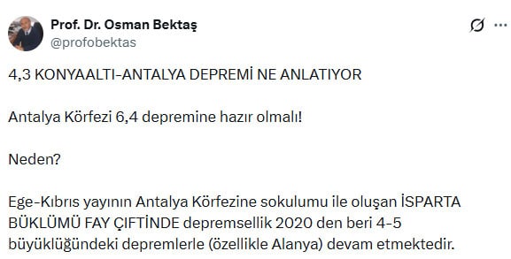 Antalya’da Art Arda Depremler