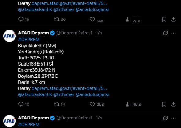 Balıkesir’de Yeni Deprem Paniği