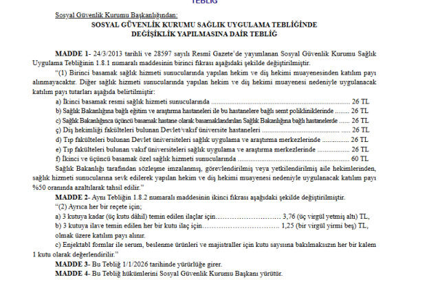 Sağlıkta Yeni Katılım Payı Dönemi