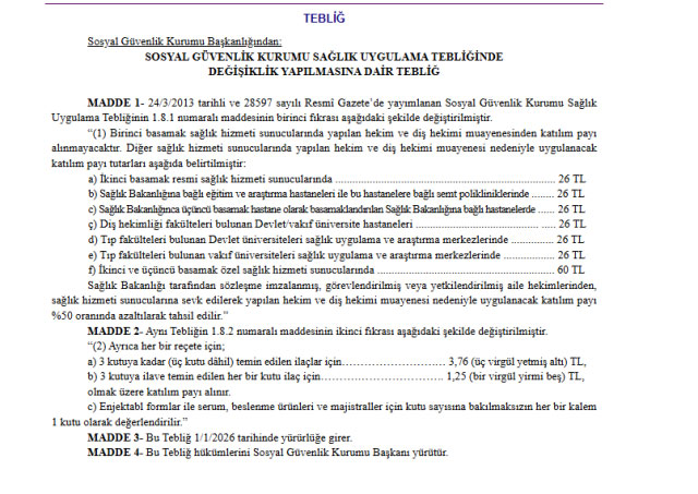 Sağlıkta Yeni Katılım Payı Dönemi