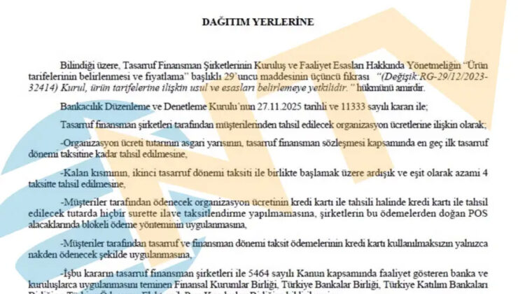 Tasarruf Finansman Şirketlerine Ücret Sınırı