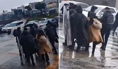 Fırtınada Anne ve Bebeğe Polis Kalkanı