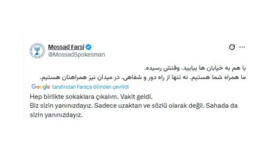 MOSSAD’dan İran’daki Protestolara Destek