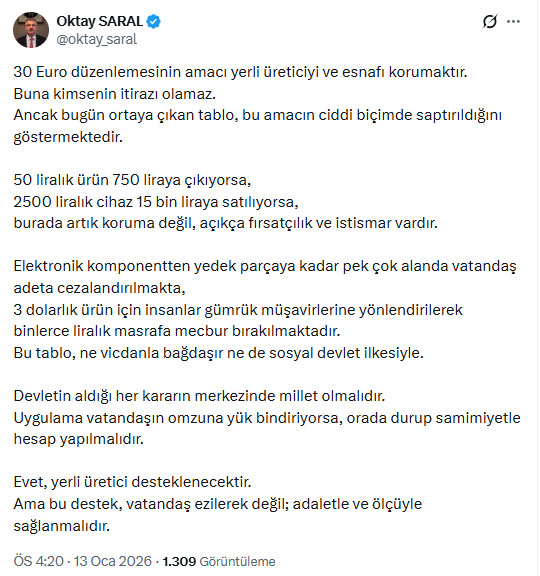 Oktay Saral: “Milletin Omzuna Yük Binmemeli”