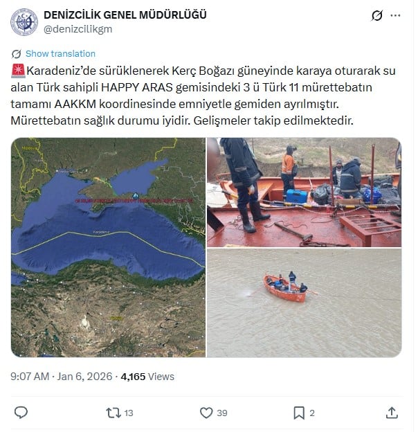 Türk Gemisi Karaya Oturdu