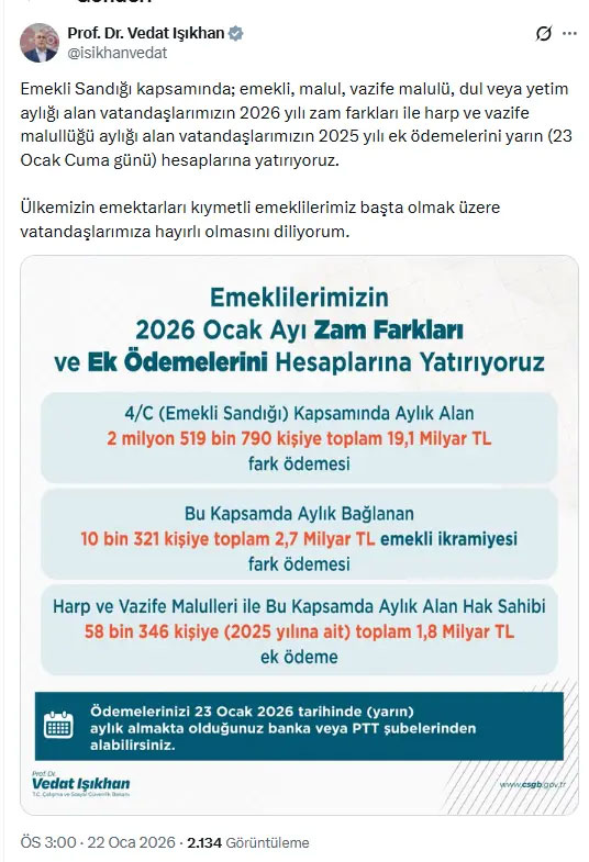 Zam Farkları Cuma Günü Ödenecek