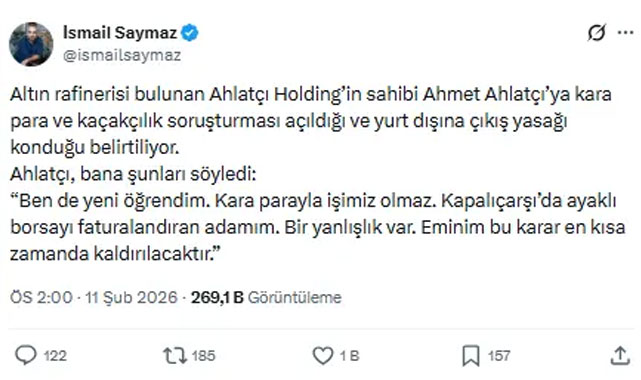 Altın Rafinerisi Sahibine Soruşturma