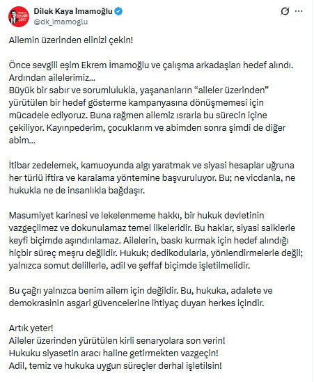 Dilek İmamoğlu'ndan ilk açıklama