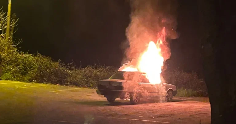 Akçakoca’da park halindeki araç alev alev yandı