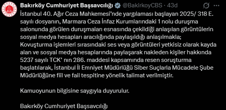 İBB davası duruşmasına ait görüntülere soruşturma