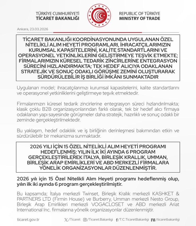 Küresel alıcılar Türkiye’ye geliyor